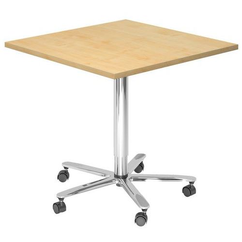 Tavolo riunione quadrato 80x80cm regol in altezza acero/arg,