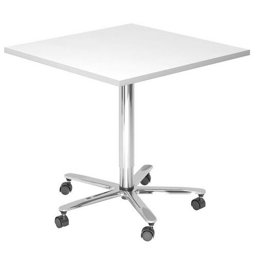 Tavolo riunione quadrato 80x80cm regol in alt bianco/argento,