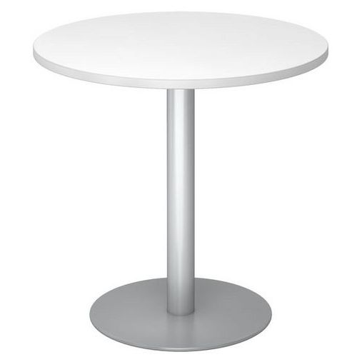 Tavolo da riunione rotondo 80 cm bianco/alluminio,