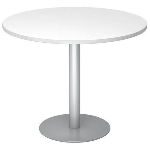 Tavolo da riunione rotondo 100 cm bianco/alluminio,