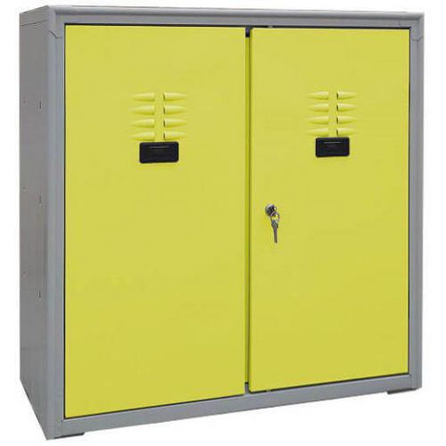 Armadio multiuso basso 2 ante gialle chiusura a lucchetto,
