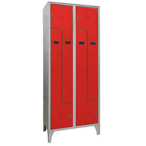 Armadio spogliatoio 4 ante a L rosso chiave,
