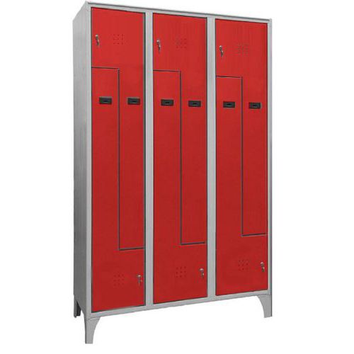 Armadio spogliatoio 6 ante a L rosso chiave,
