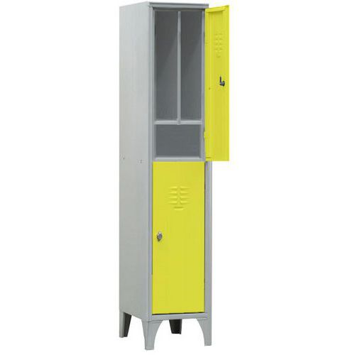 Armadio spogliatoio 2 ante con porta scarpe giallo lucchetto,