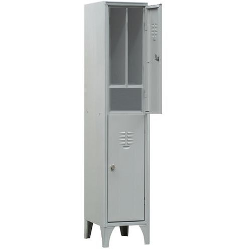 Armadio spogliatoio 2 ante con porta scarpe grigio lucchetto,