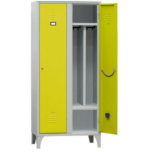 Armadio spogliatoio con portascarpe 2 posti giallo lucchetto,