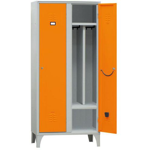 Armadio spogliatoio con portascarpe 2 posti arancione chiave,