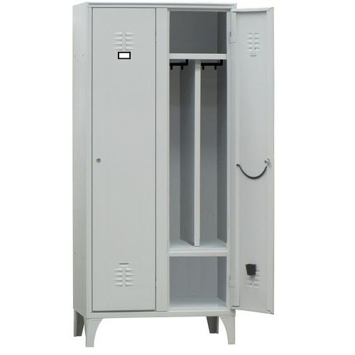Armadio spogliatoio con portascarpe 2 posti grigio lucchetto,