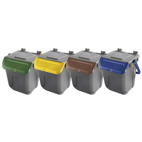 Pattumiera riciclaggio in plastica gialla 25L-Mobil Plastic,