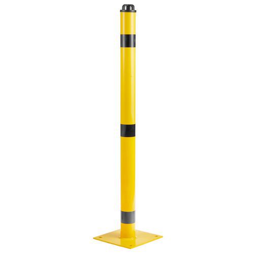 Paletto allum D60 mm testa per catena giallo/nero su piastra,