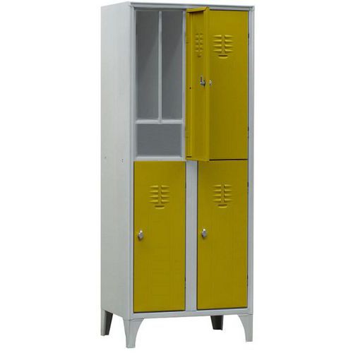 Armadio spogliatoio 4 ante con portascarpe giallo chiave,