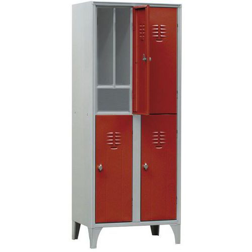 Armadio spogliatoio 4 ante con portascarpe rosso chiave,