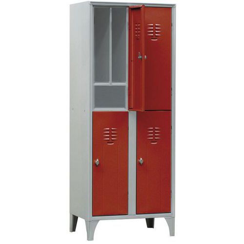 Armadio spogliatoio 4 ante con portascarpe rosso lucchetto,