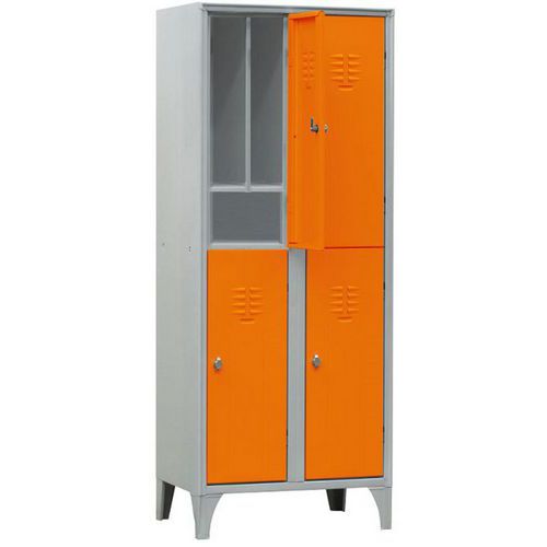 Armadio spogliatoio 4 ante con portascarpe arancio lucchetto,