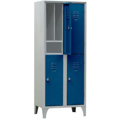 Armadio spogliatoio 4 ante con portascarpe blu lucchetto,