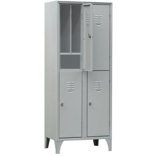 Armadio spogliatoio 4 ante con portascarpe grigio lucchetto,