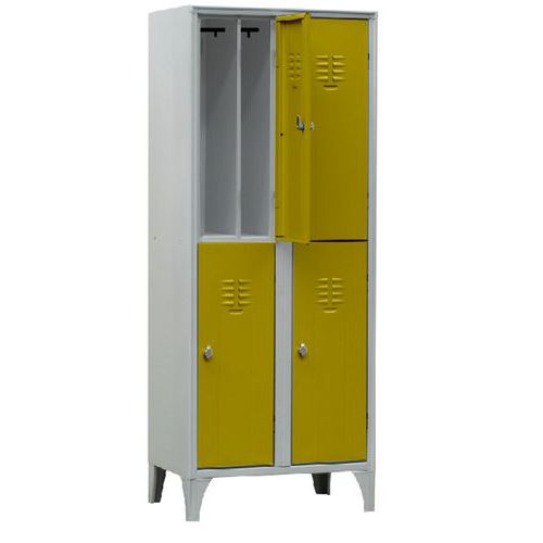 Armadio spogliatoio sovrapposto a 4 ante giallo chiave,