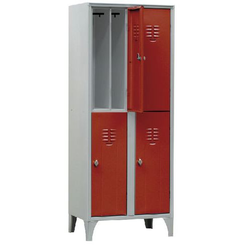 Armadio spogliatoio sovrapposto a 4 ante rosso chiave,