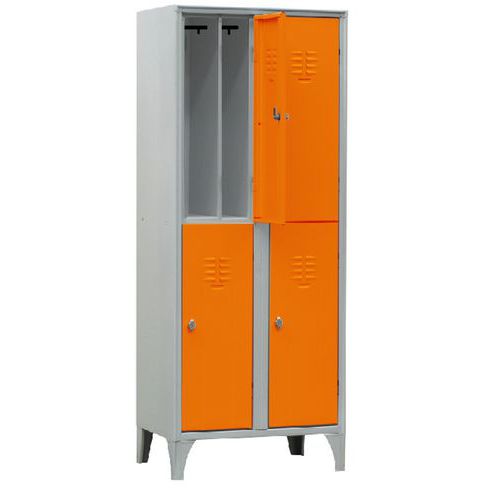 Armadio spogliatoio sovrapposto a 4 ante arancione lucchetto,