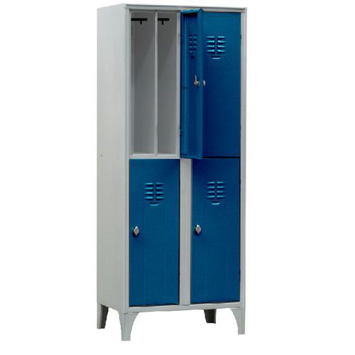 Armadio spogliatoio sovrapposto a 4 ante blu lucchetto,