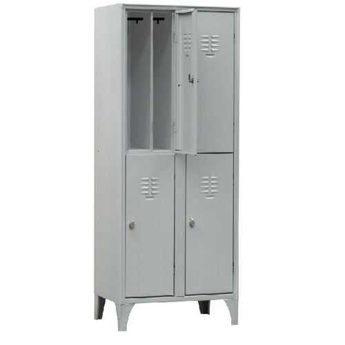 Armadio spogliatoio sovrapposto a 4 ante grigio chiave,