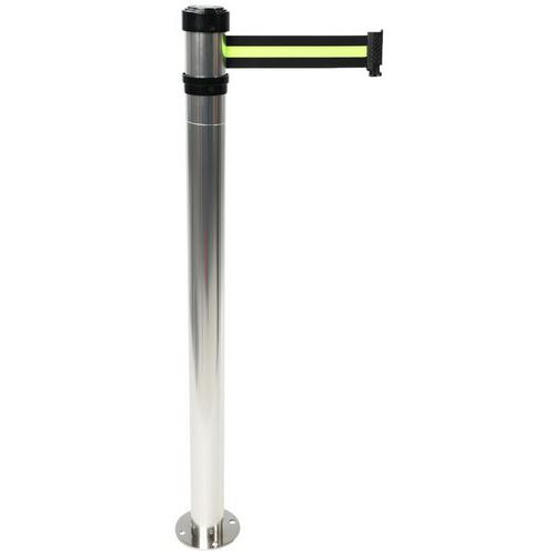 Paletto cromato con nastro da fissare al suolo giallo/nero,