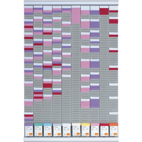 Planner Nobo con schede a T, 10 colonne con 54 slot,