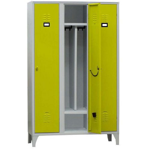 Armadio spogliatoio porta scarpe 3 posti giallo lucchetto,