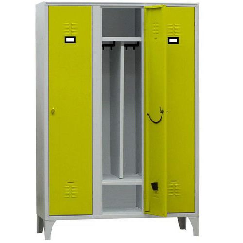Armadio spogliatoio con portascarpe 3 posti giallo chiave,