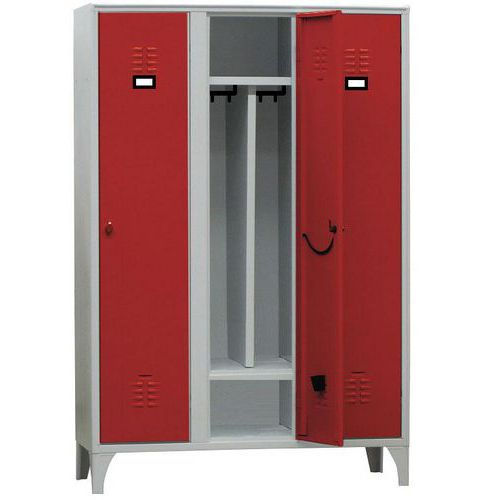 Armadio spogliatoio con portascarpe 3 posti rosso lucchetto,