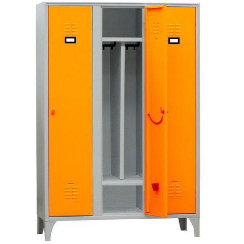 Armadio spogliatoio portascarpe 3 posti arancione lucchetto,