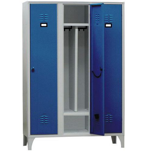 Armadio spogliatoio con portascarpe 3 posti blu chiave,