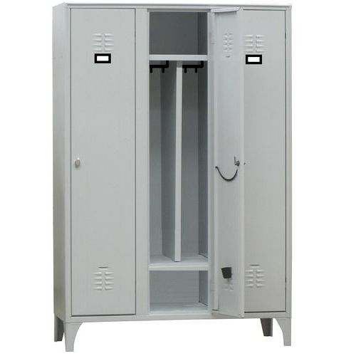 Armadio spogliatoio con portascarpe 3 posti grigio chiave,