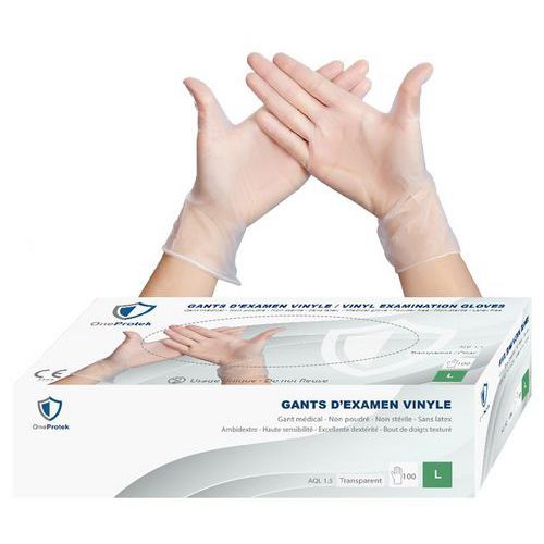 Guanto in vinile trasparente monouso T9,