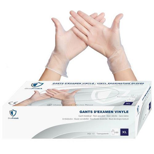 Guanto in vinile trasparente monouso T10,