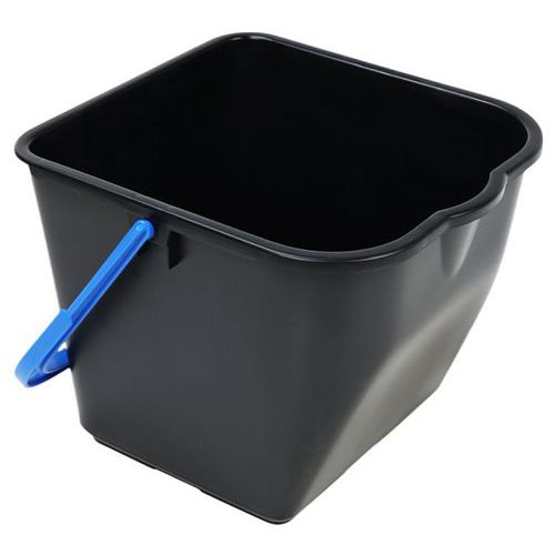 secchio nero con manico blu 15L,