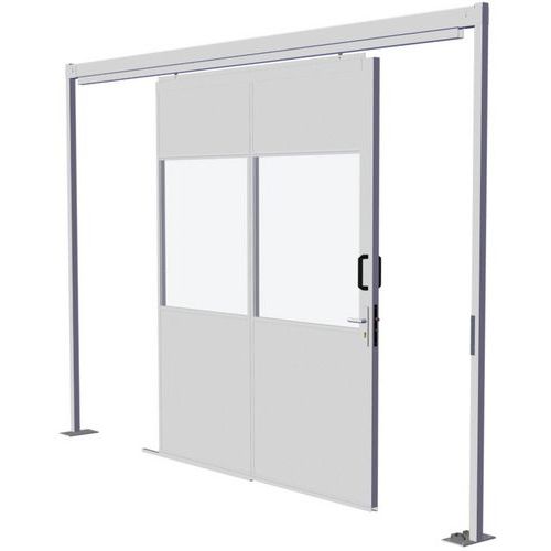 Porta Scorrevole 1/2 Vetro Ht2.5M Larg2M Bianco,