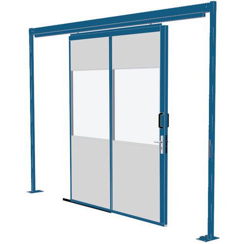 Porta Scorrevole 1/2 Vetro Ht2 Ht2.5M Larg2M Blue,