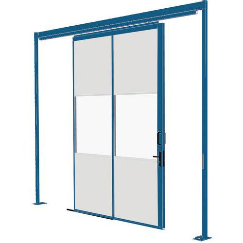 Porta Scorrevole 1/2 Vetro H=3000Mm Larg=2 000Mm Blue,