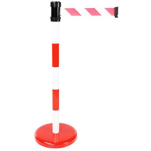 Paletto con nastro 2 m rosso e bianco su base,
