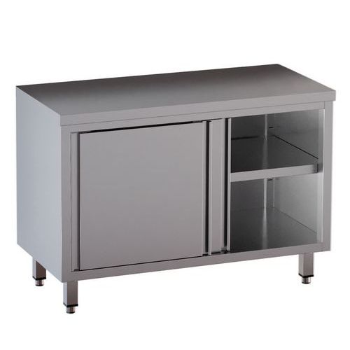 Tavolo armadiato inox ante scorrevoli dim. 180 x 60 x 85 H,