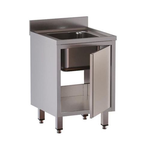 Lavatoio inox 1 vasca con anta battente dim. 50 x 60 x 85 H,