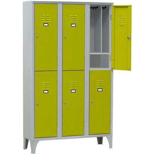 Armadio spogliatoio 6 ante con portascarpe giallo chiave,