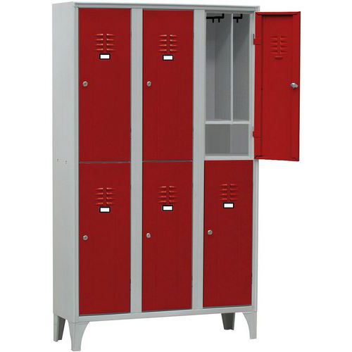 Armadio spogliatoio 6 ante con portascarpe rosso chiave,