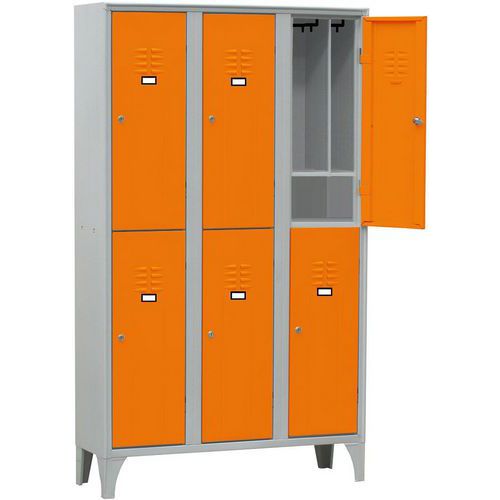 Armadio spogliatoio 6 ante con portascarpe arancione chiave,