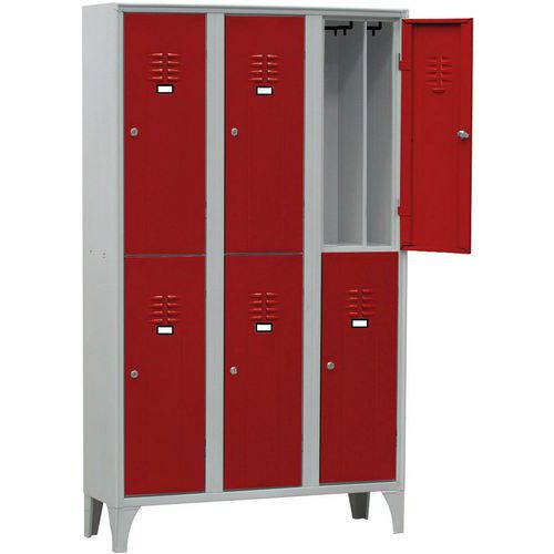 Armadio spogliatoio sovrapposto 6 ante rosso chiave,