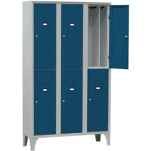 Armadio spogliatoio sovrapposto 6 ante blu chiave,