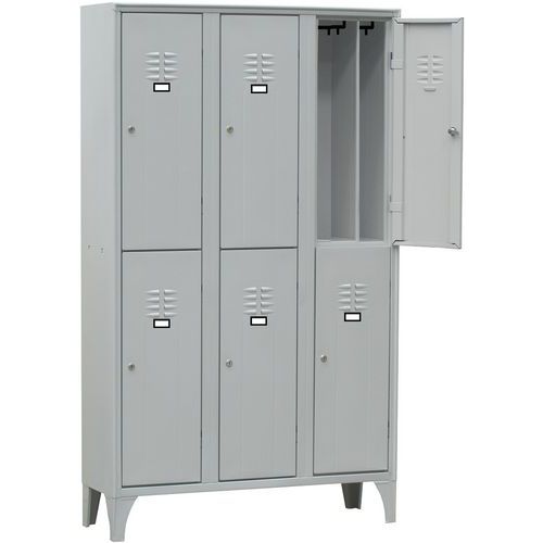 Armadio spogliatoio sovrapposto 6 ante grigio lucchetto,
