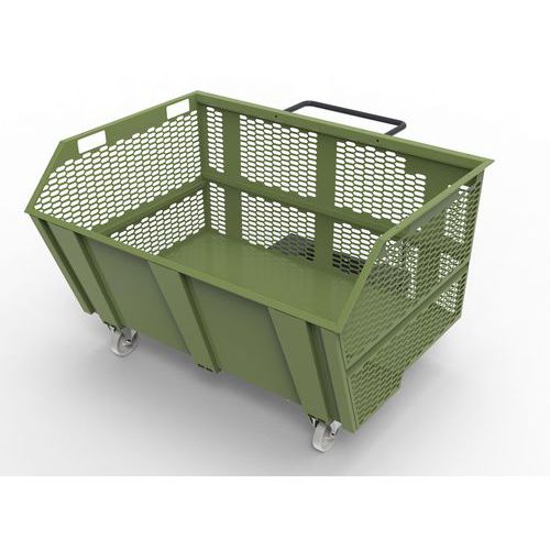 Benna porta rottami 1600L - pareti in rete RAL 6011,