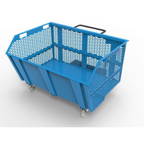 Benna porta rottami 1600L - pareti in rete RAL 5012,